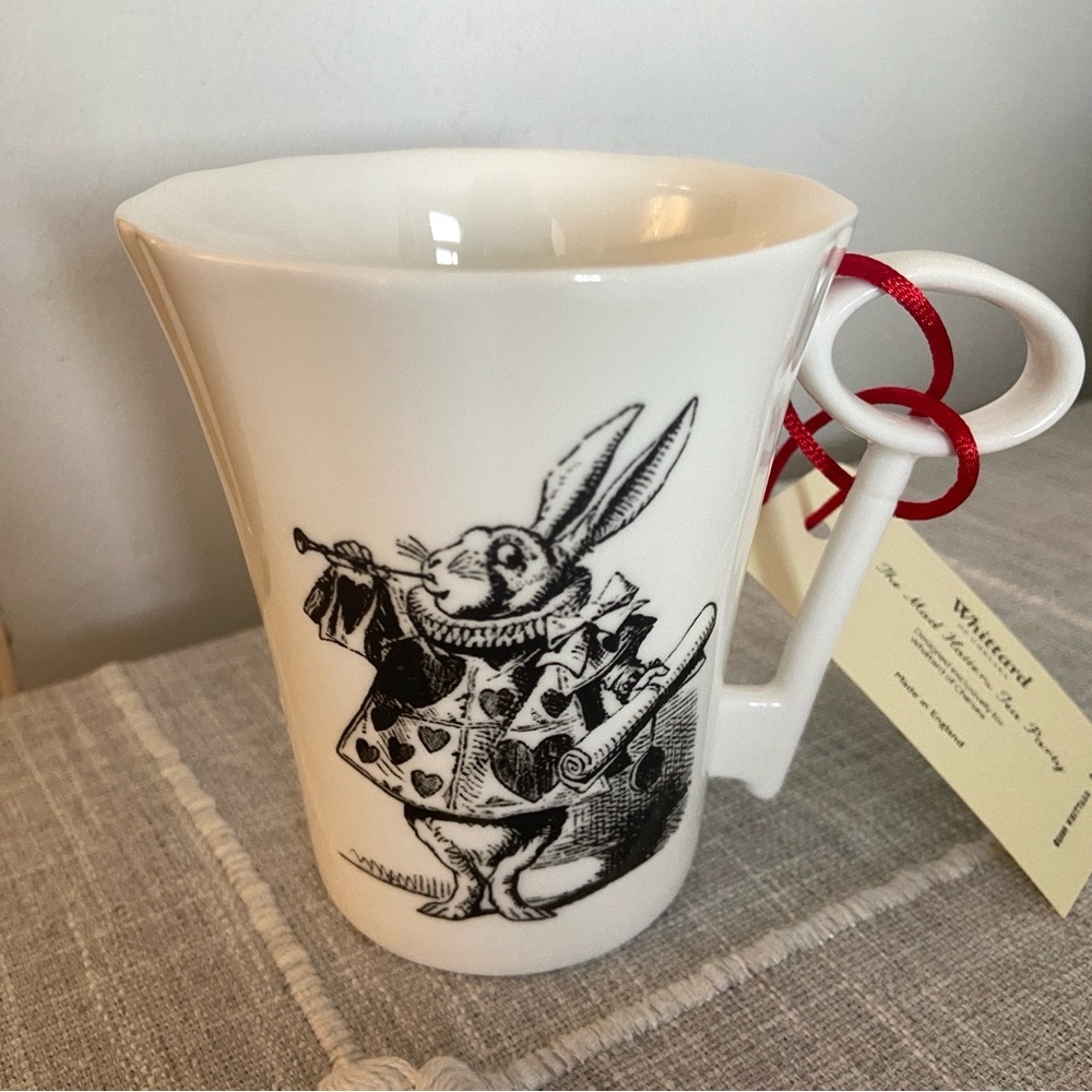 WHITTARD OF CHELSEA COLLECTIBLE CHINA WHITE MAD HATTER'S TEA PARTY RABBIT MUG - Picture 2 of 14